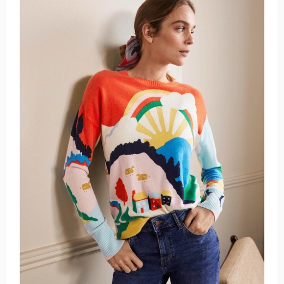 Boden Sweaters - Boden Margot cashmere Colorful Graphic Sweater